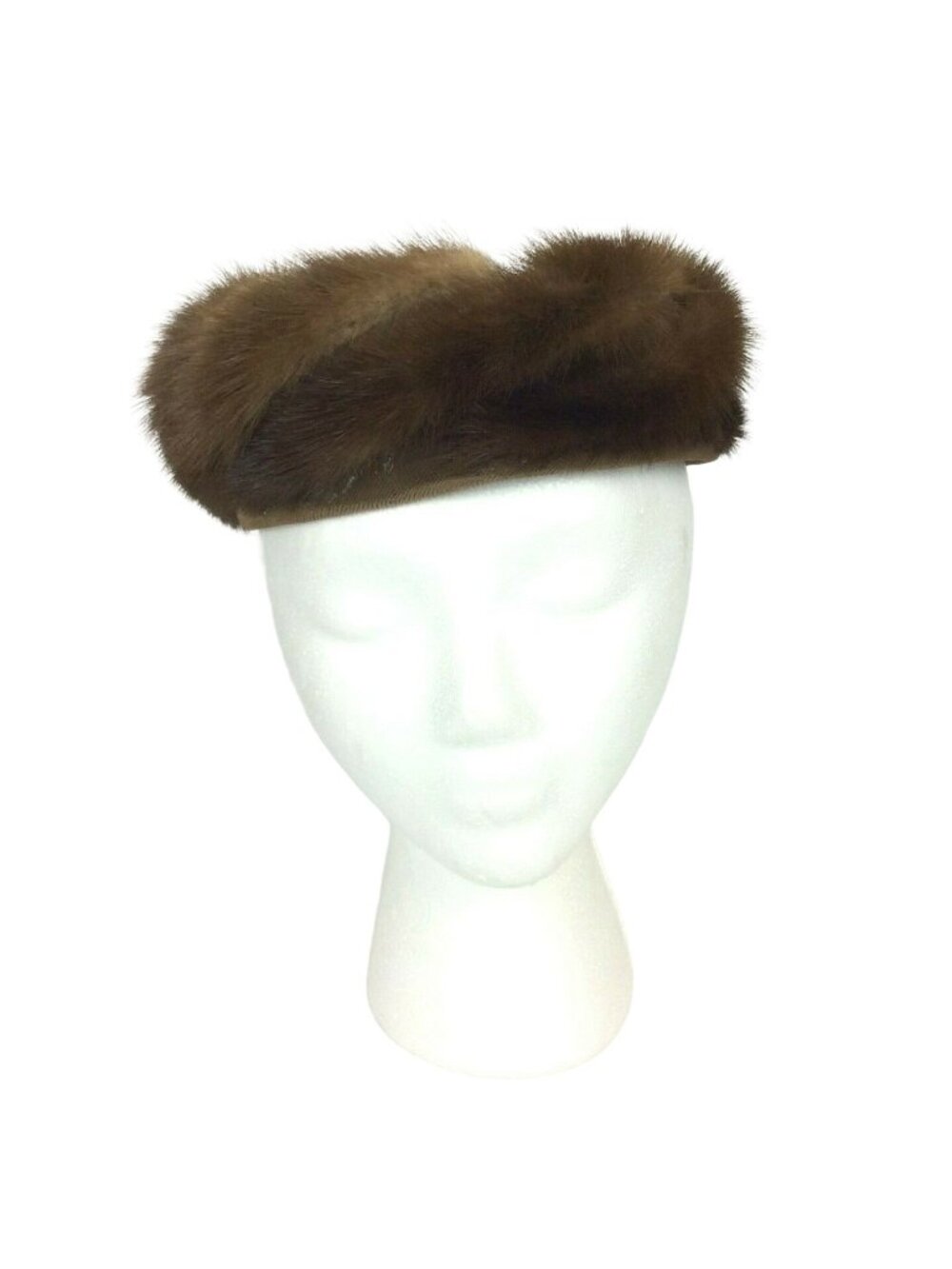 Vintage Mink & Velvet Pillbox Hat With Real Fur Classic Style 1960s